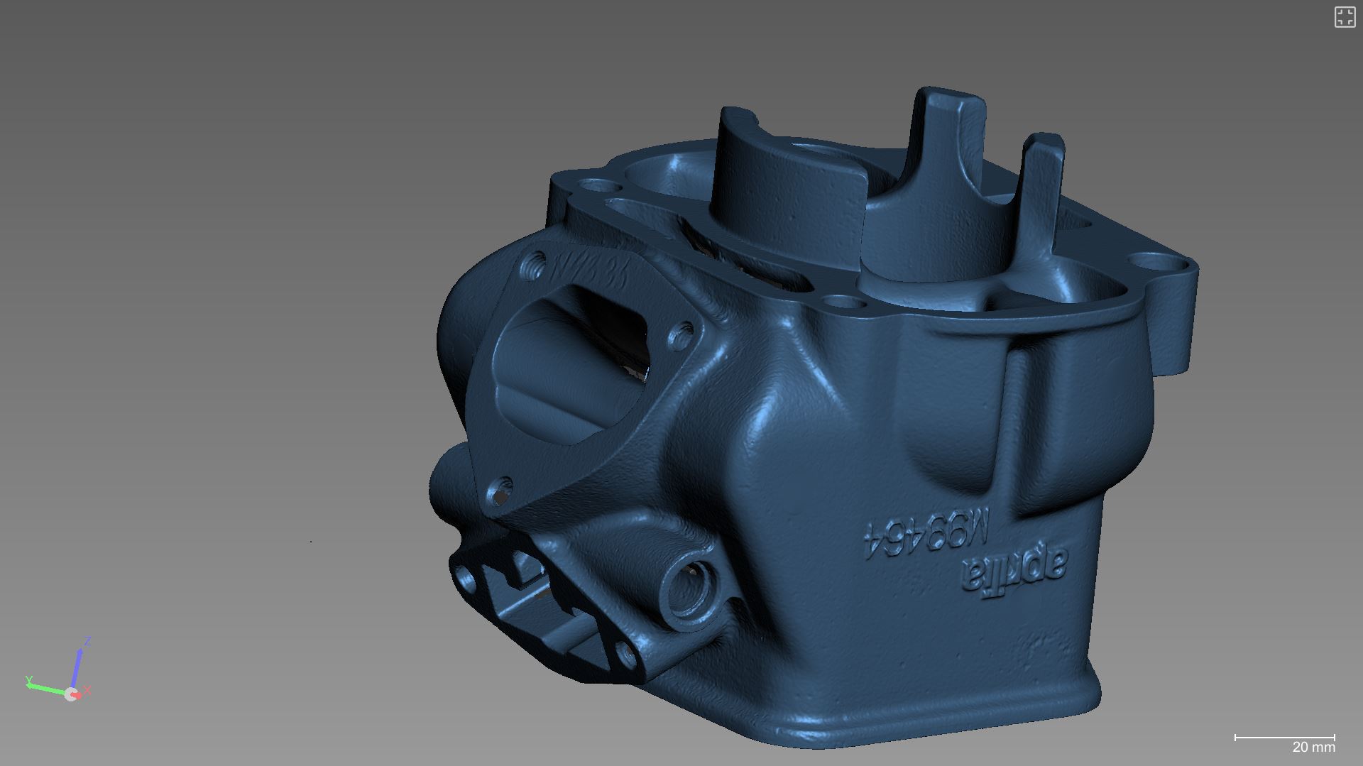 Võistluskaatri silindri 3D skaneering taas tootmiseks pilt 3